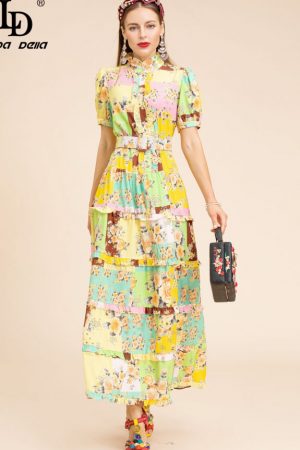 Designer Summer Fashion Dress Women's Puff Sleeve