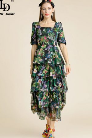 Designer Summer Vintage Dress Women's Short Sleeve