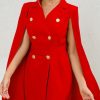 Double Breasted Belted Lapel Collar Blazer Dress W