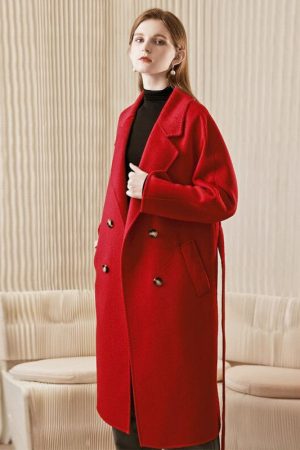 Double Sided Cashmere Coat Women's Long Knee Lengt