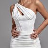Draped Party Dress Women's White Bodycon Dress Ele