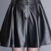 Elastic Waist Pu Leather Skirt Autumn Winter 2017