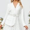 Elegant Belt Lace Office Blazer Dress Women Pocket