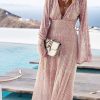 Elegant Bling Sequin Evening Gowns Dress 2023 V Ne