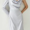 Elegant Irregular Satin Silk Dress Women Summer El