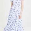 Elegant Puff Short Sleeves Print Dress 2023 Summer