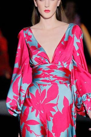 Elegant Purple Lily Dress V-Neck Long Sleeve 2023