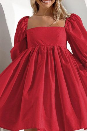 Elegant Solid Waist-Tie Dress Spring 2023 Women St