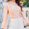 Elegant Women Hollow Out Sleeve Blouses Casual Ruf