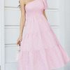 Elegant Women Pink Maxi Dresses 2023 Spring Summer
