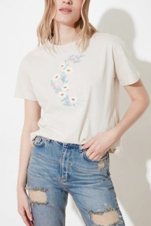 Embroidered Semifitted Knitted T-Shirt Twoss19pb00