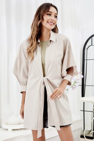 Fall Lapel Women's Clothing Lace-Up Cardigan Casua