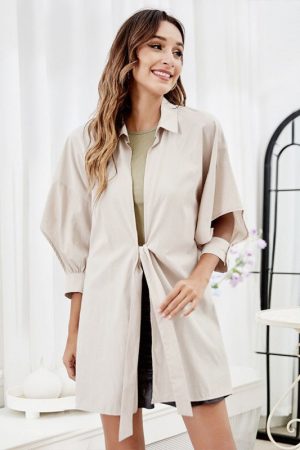 Fall Lapel Women's Lace-Up Cardigan Casual Loose J