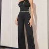Fashion Black Outwear Jumpsuits For Women Hollow O