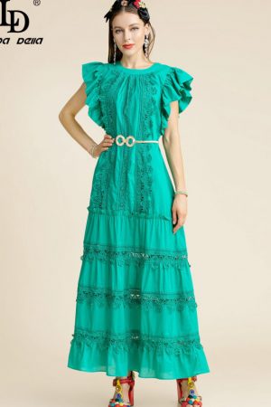 Fashion Runway Summer Dress Women's Butterfly Slee