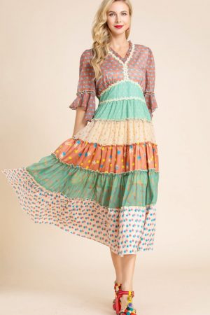 Fashion Runway Summer Dress Women's V-Neck Vintage