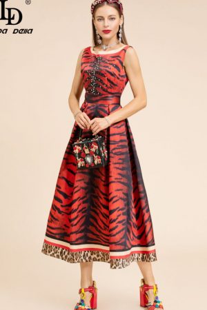 Fashion Runway Summer Midi Women's Sleeveless Tige