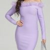 Feather Long Sleeve Elegant Women's Dresses For Pa