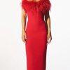 Feather Red Maxi Long Evening Party Dresses For Wo