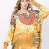 Floral Print Knitted Women's Sweater O-Neck Loose