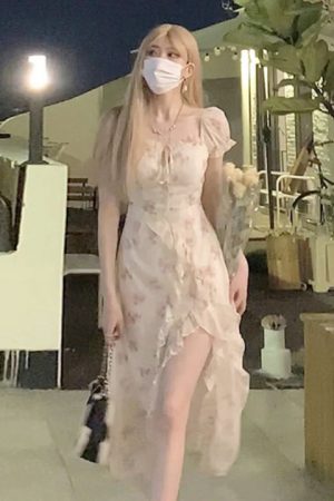 Floral Suspender Dress Summer Women's Irregular Ru