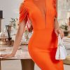 For Women Summer Orange Dress Bodycon Elegant Tass