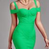 Green Off Shoulder Bodycon Dress Evening Party Ele