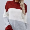 Grey & White Striped Sweater Women Drop Shoulder S