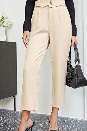 High Waist Pants Women High-Quality Folded Design