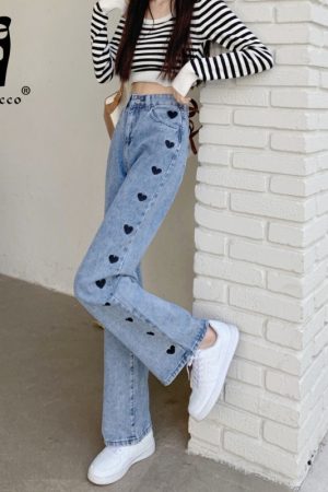 High Waisted Straight Boyfriend Wide Leg Girls Jea