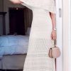 Holiday Style Long White Crochet Tunic One-Shoulde