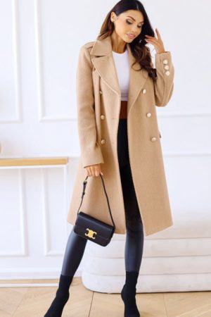 In Women's Winter Casual Simple Double-Breasted Mi