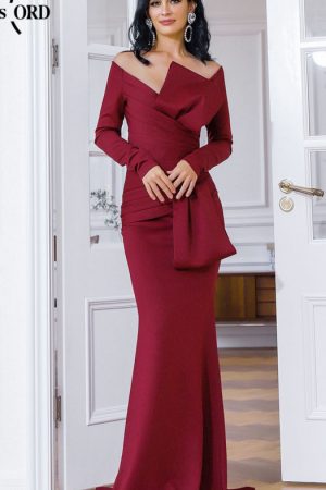 Irregular Bow Front Floor Length Prom Dress Women