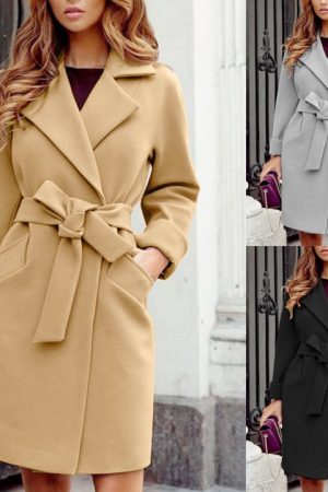 Jackets For Women Wool Blend Warm Long Coat Autumn