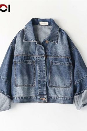 Jeans Denim Jacket Blue Streetwear Tops Spring Aut