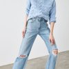Jeans Y2k Ripped Pants Detailed High Bel Wide Leg