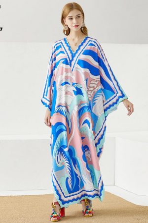 Knitted Loose Dress Plus Size Women V-Neck Batwing