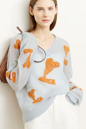 Knitted Sweater Women Autumn Warm Fashion V-Neck J
