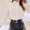Lace Hollow Out Women Casual Long Sleeves Shirts O