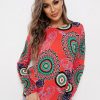 Ladies Autumn Winter Print Knitted Loose Sweater W