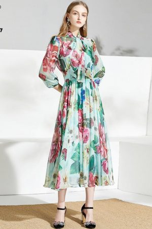 Ld linda della Summer Women Runway Long Dress Bow