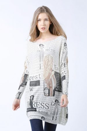 Letter Print Knitted Sweaters Women's Clothing Pu