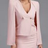 Long Sleeve Two Piece Set Jacket And Skirts Pink 2