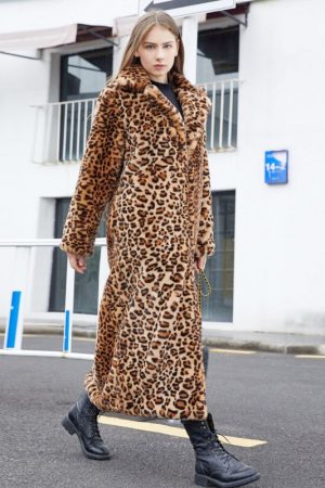 Luxury Fashion Leopard X-Long Jackets Women Winter
