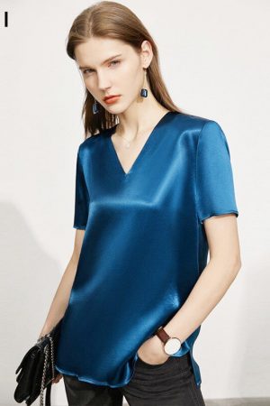 Luxury Women's Shirt Offical Lady Acetate Solid Vn