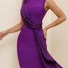 Midi Purple Bodycon Dress Evening Party Elegant Bi