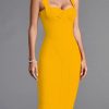 Midi Women's Orange Bodycon Dress Elegant Green Ev