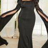 Miss Ord Plus Size Women Black Evening Dresses Lon