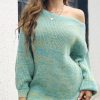 Mixed Colour Casual Knitted Dress Women Autumn Win