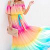 Multicolored Bohemian Ruffled Off Shoulder Self Be